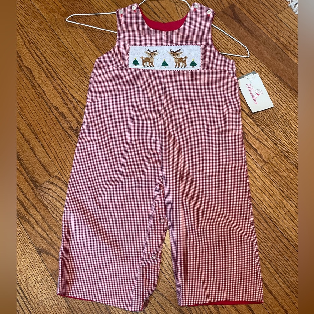 NWT Rosalina reversible jumper with smocked reindeer on the front.